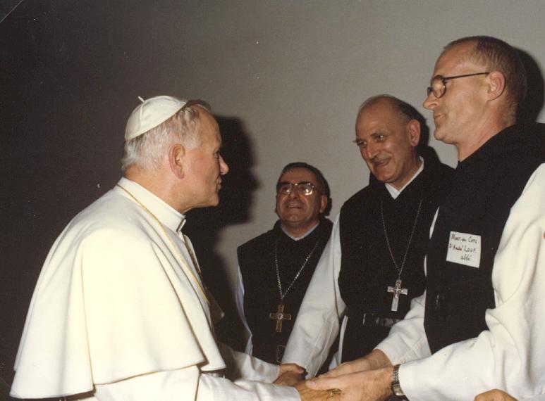 Annee Saint Benoit au Mont Cassin, rencontre avec le pape Jean-Paul II, 1980
